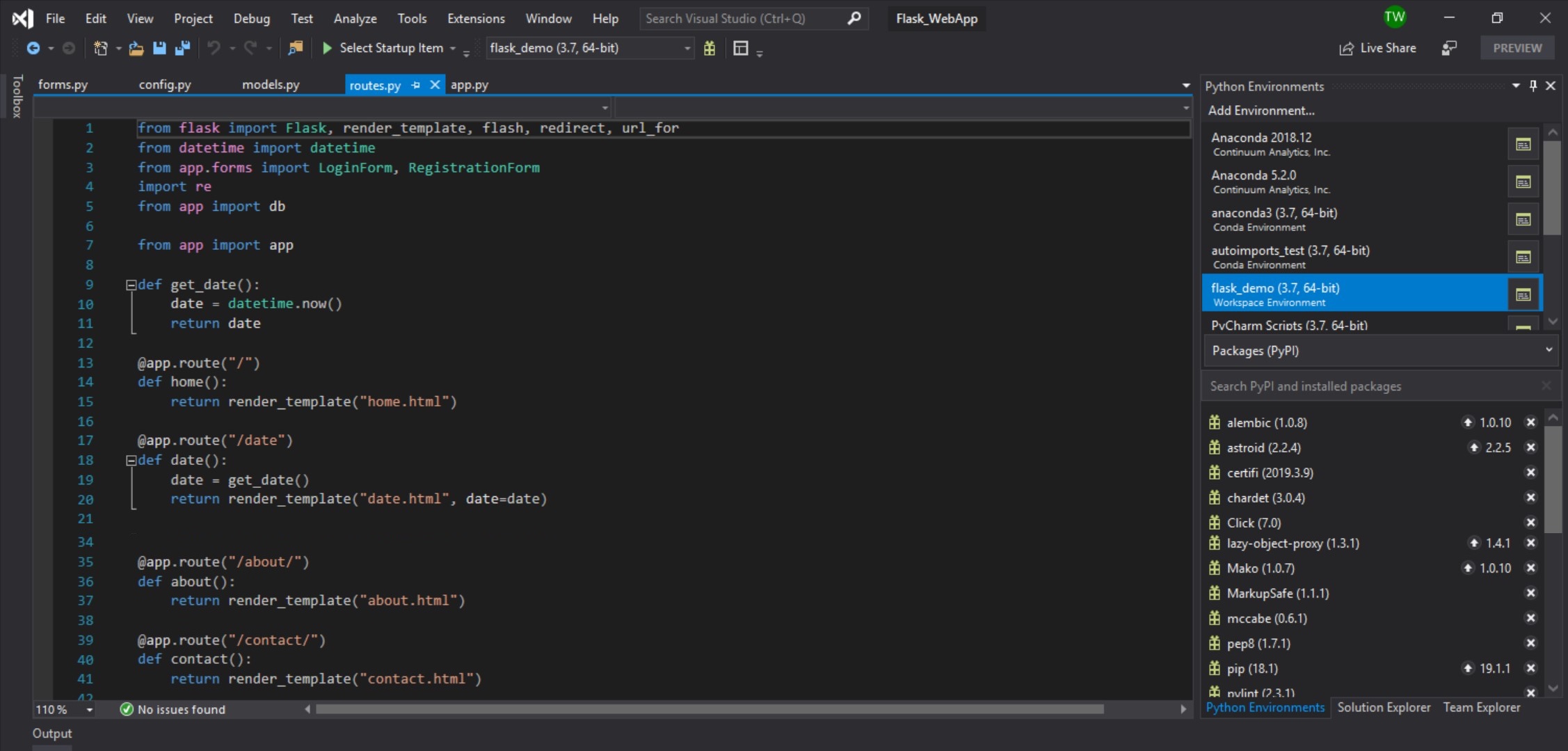 screenshot of python development