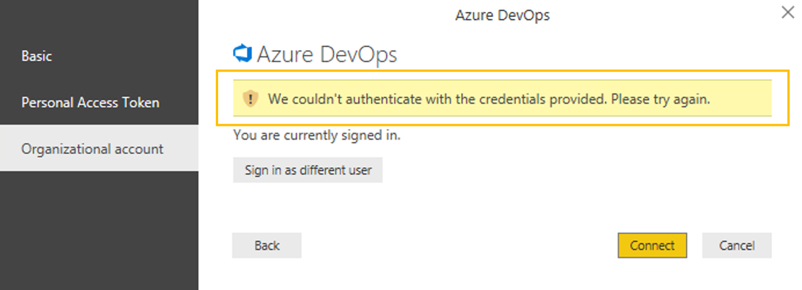 Screenshot that shows the access-denied error.