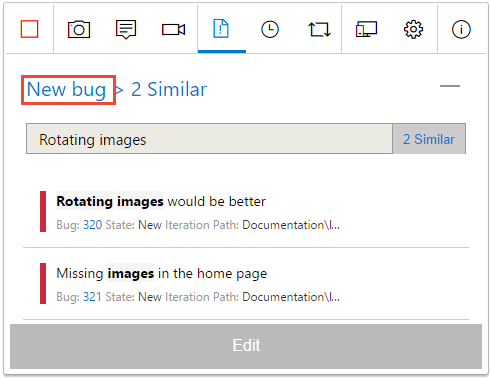 Screenshot showing Returning to the bug details form.